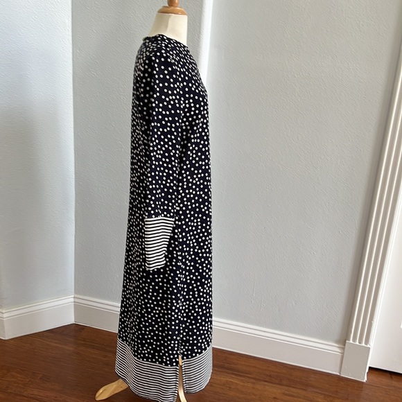 Black and White n Polka Dot Long Sleeve Midi Dress Size M - Picture 3 of 11